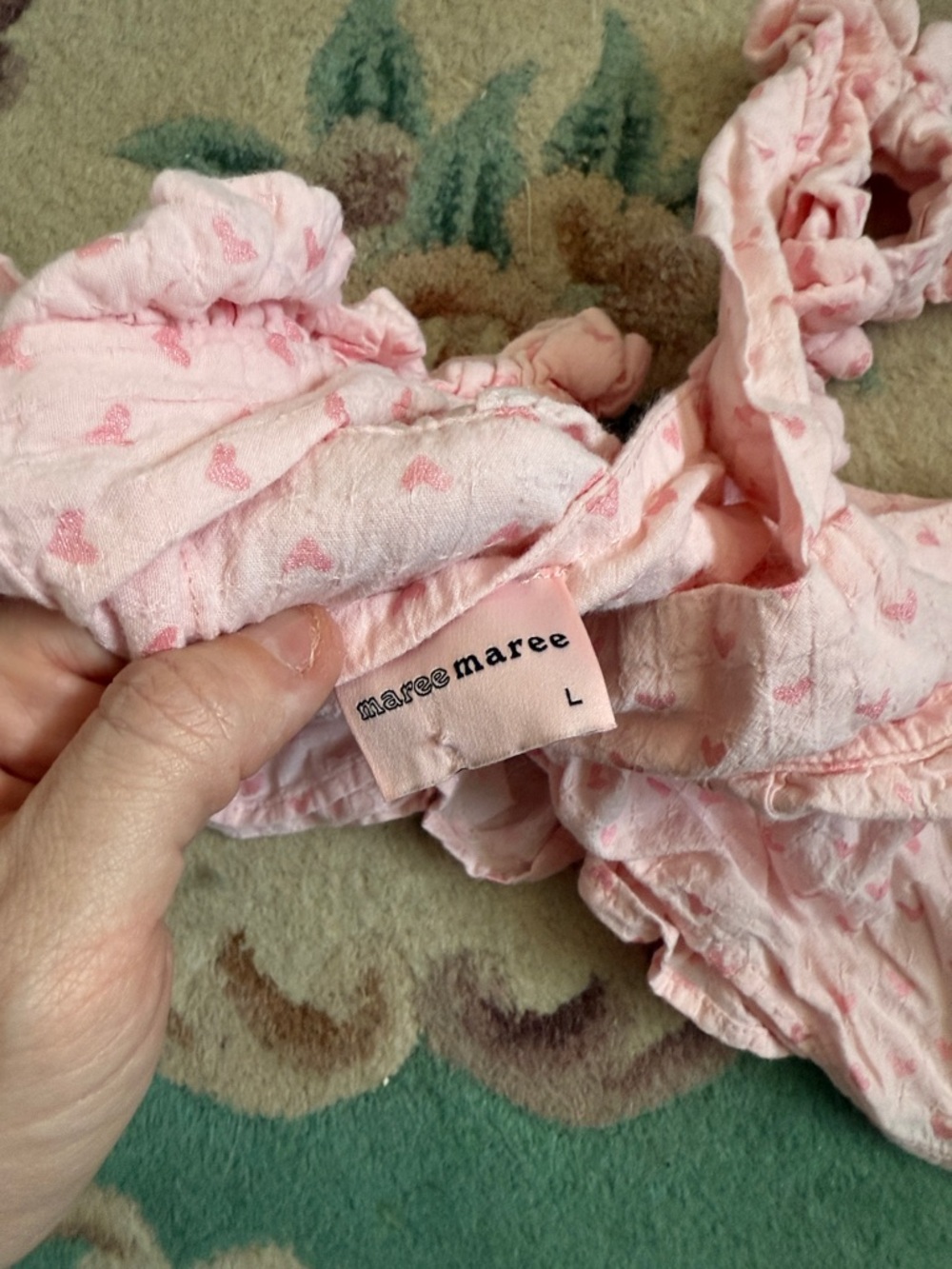 Pink Ruffled Heart Print Crop Top - Picture 3 of 3